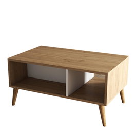 Hanah Home Mesa de Centro de 2 Niveles Roble y Blanco